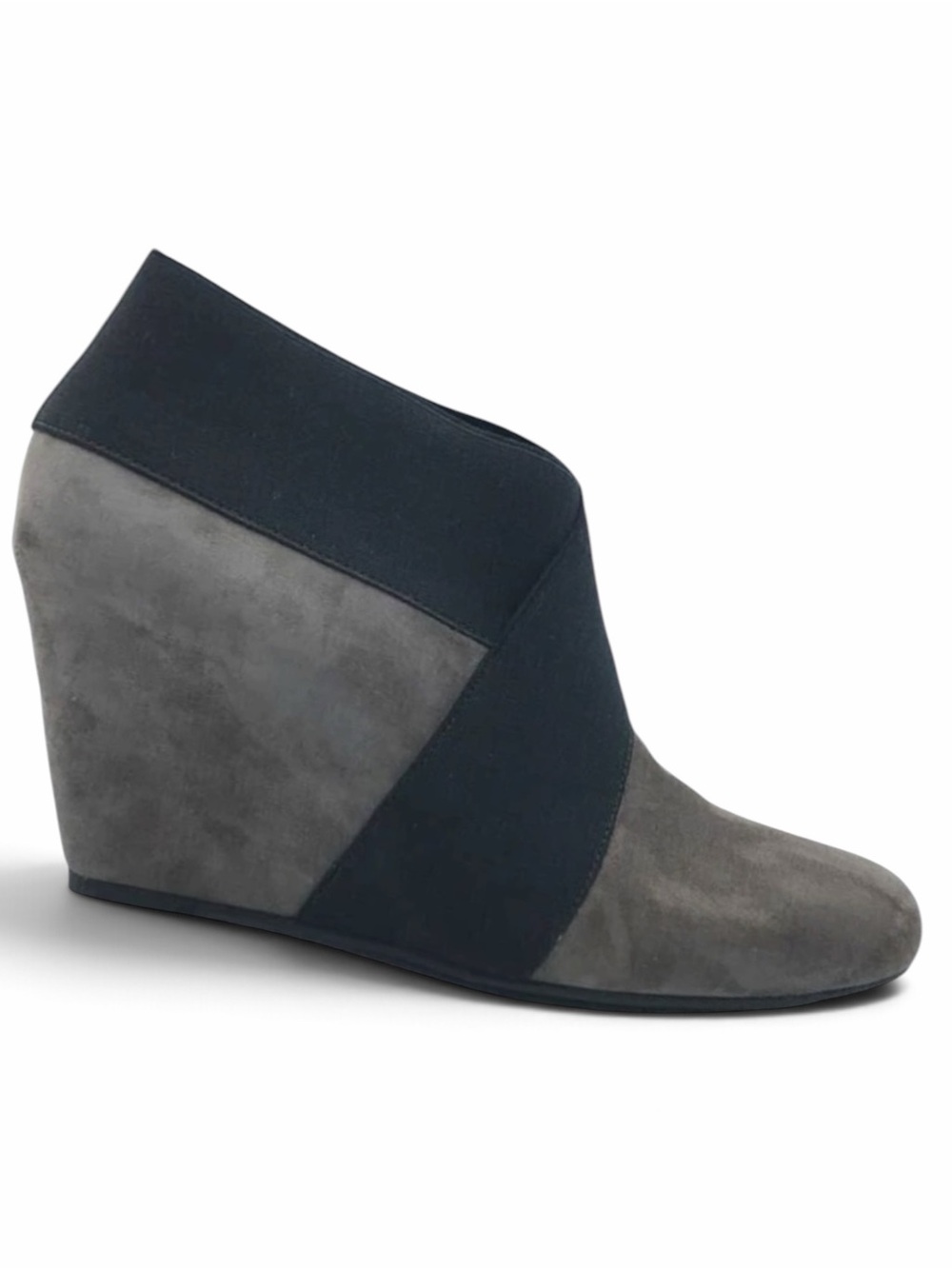 Via Spiga Adela Suede Colorblock Wedge Ankle Booties Gray Black Size 8.5